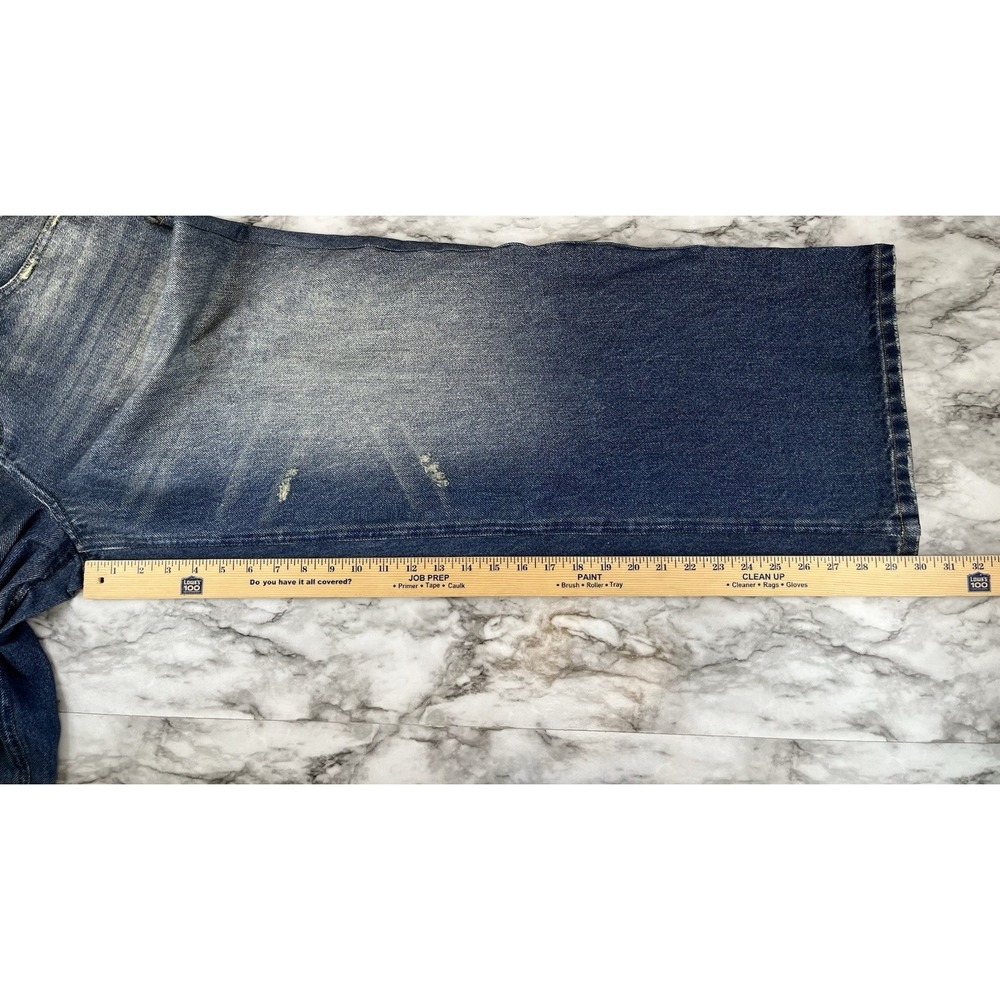 Halara Denim Print Sweatpants Dutch Denim Blue Wide Leg French Terry Comfort XL - Picture 6 of 6